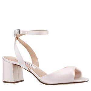Nina Nigella IVORY SATIN MID-HEEL BLOCK SANDAL